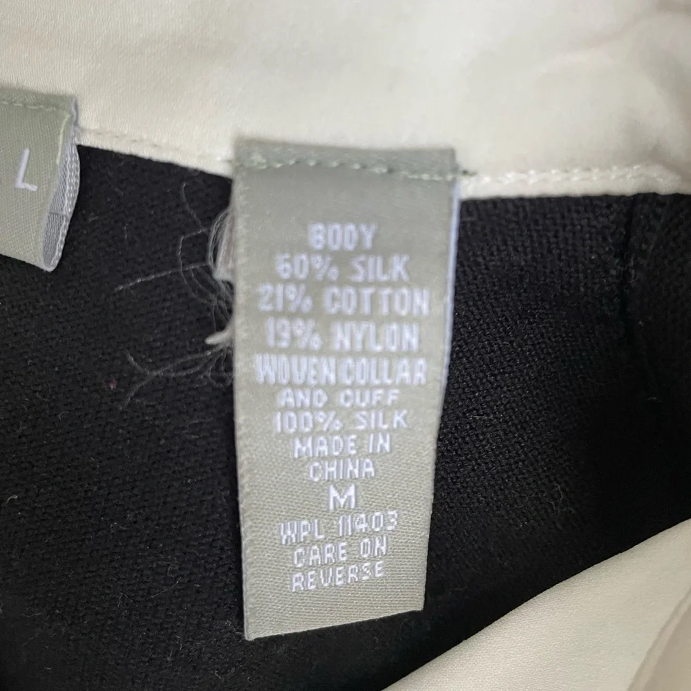 Kate Hill Black V-Neck Silk Blend Knit Sweater Shirt size M - Picture 5 of 7